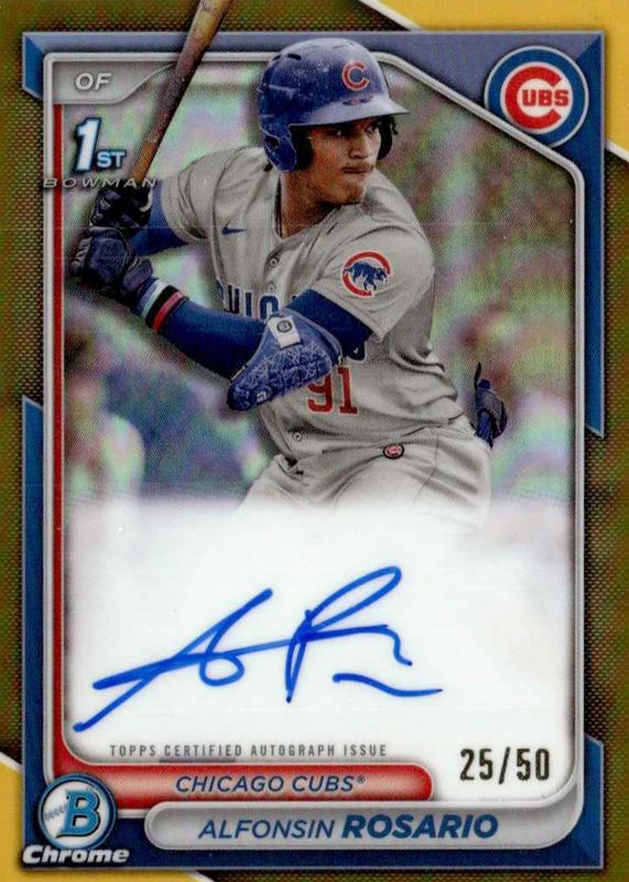 Alfonsin Rosario 2024 Bowman #CPA-ARO Chrome Prospect Auto - Gold Refractor /50 (1st) RAW
