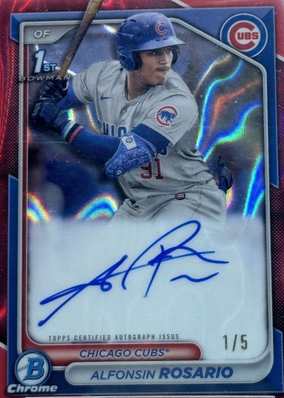 Alfonsin Rosario 2024 Bowman #CPA-ARO Chrome Prospect Auto - Red Lava Refractor /5 (1st) RAW
