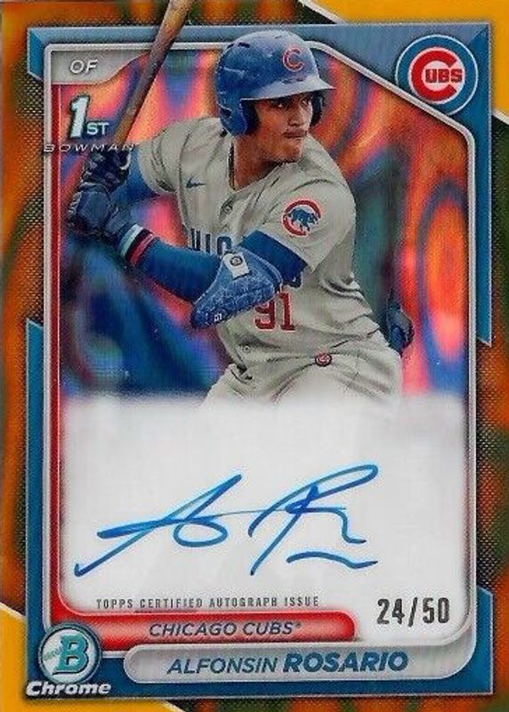2024 Bowman #CPA-ARO Chrome Prospect Auto - Gold Lava Refractor /50 (1st)
