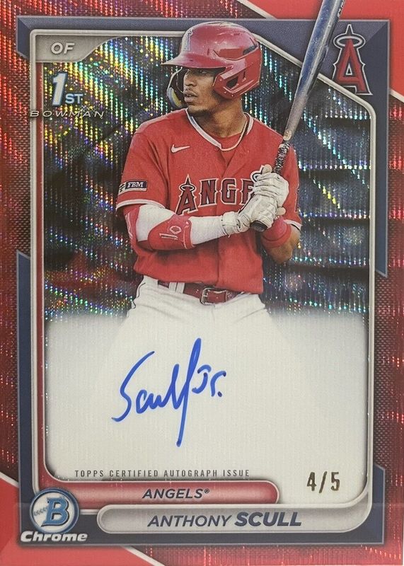 Anthony Scull 2024 Bowman #CPA-AS Chrome Prospect Auto - Red Wave Refractor /5 (1st) PSA 10