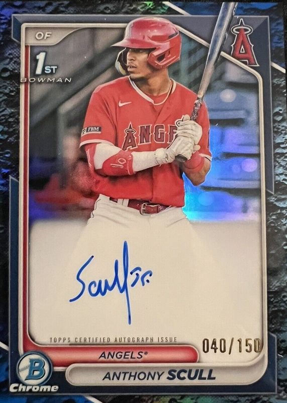 Anthony Scull 2024 Bowman #CPA-AS Chrome Prospect Auto - Blue Lunar Crater Refractor /150 (1st) RAW