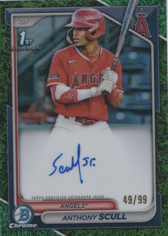 Anthony Scull 2024 Bowman #CPA-AS Chrome Prospect Auto - Green Grass Refractor /99 (1st) SGC 10