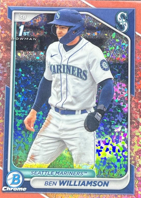 Ben Williamson 2024 Bowman #BCP-67 Chrome Prospects - Rose Gold Mini-Diamond Refractor /10 (1st) RAW