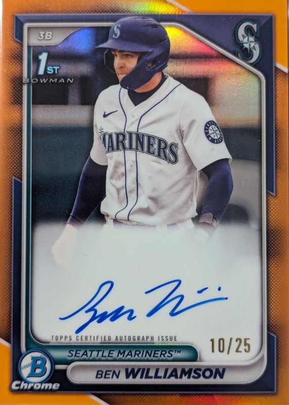 Ben Williamson 2024 Bowman #CPA-BWI Chrome Prospect Auto - Orange Refractor /25 (1st) SGC 9