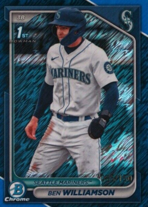 Ben Williamson 2024 Bowman #BCP-67 Chrome Prospects - Blue Shimmer Refractor /150 (1st) SGC 9.5