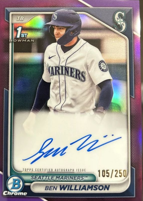 Ben Williamson 2024 Bowman #CPA-BWI Chrome Prospect Auto - Purple Refractor /250 (1st) SGC 9