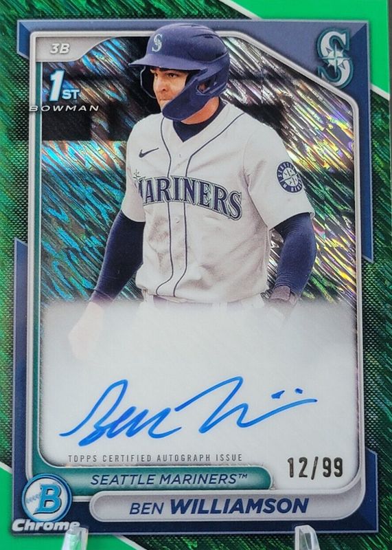 Ben Williamson 2024 Bowman #CPA-BWI Chrome Prospect Auto - Green Shimmer Refractor /99 (1st) SGC 10