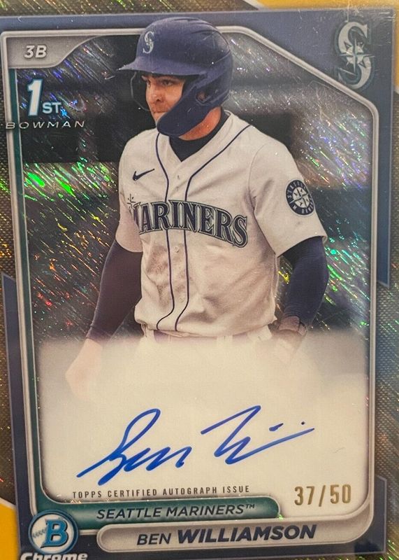 Ben Williamson 2024 Bowman #CPA-BWI Chrome Prospect Auto - Gold Shimmer Refractor /50 (1st) SGC 10