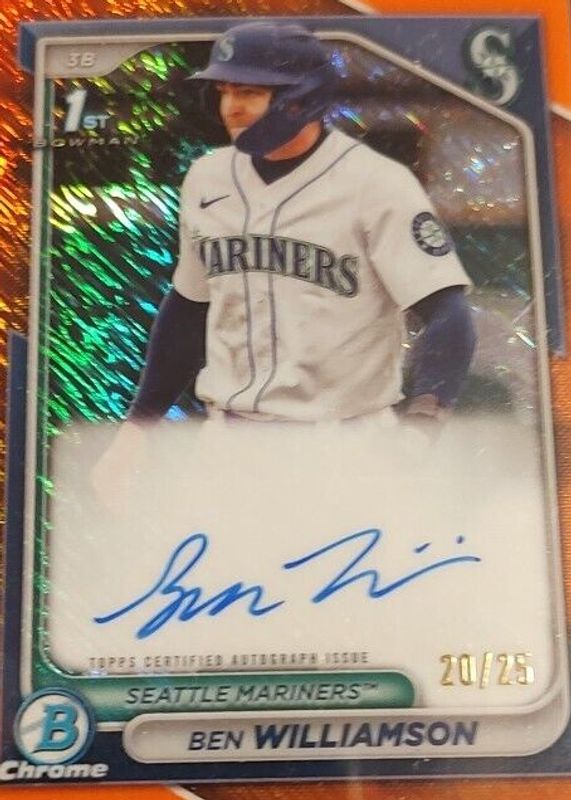 Ben Williamson 2024 Bowman #CPA-BWI Chrome Prospect Auto - Orange Shimmer Refractor /25 (1st) RAW