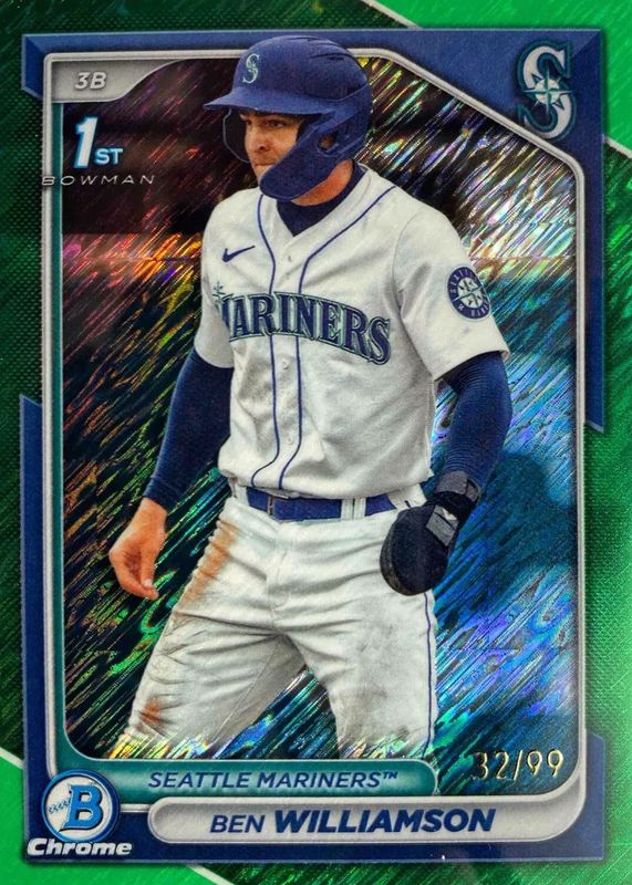 Ben Williamson 2024 Bowman #BCP-67 Chrome Prospects - Green Shimmer Refractor /99 (1st) RAW