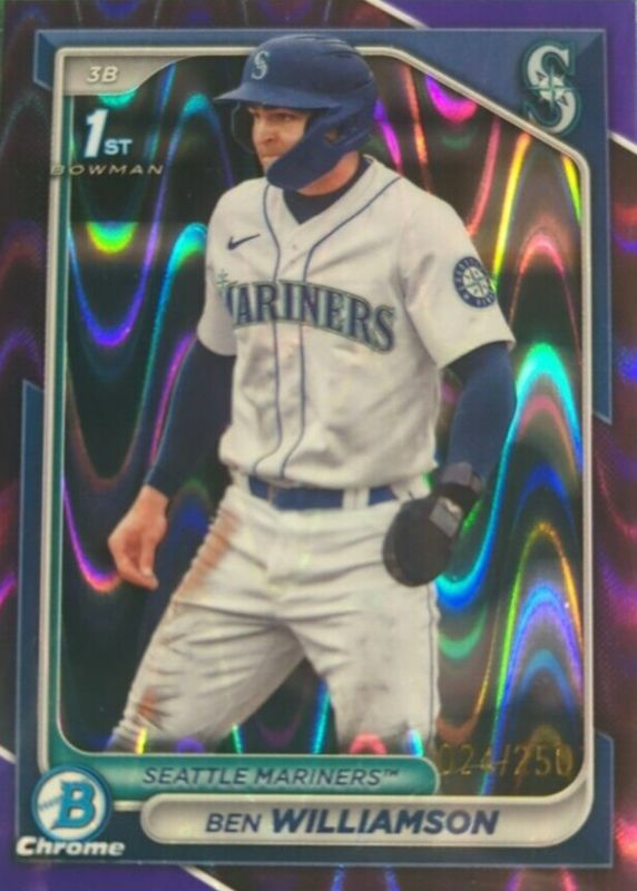 Ben Williamson 2024 Bowman #BCP-67 Chrome Prospects - Purple RayWave Refractor /250 (1st) SGC 10