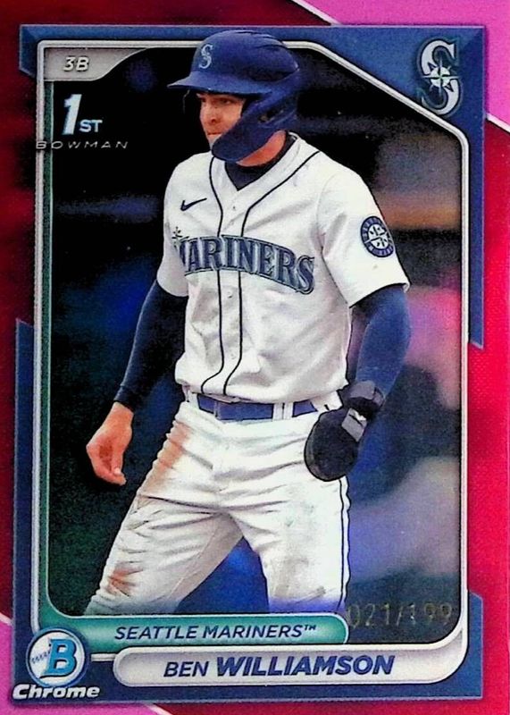 Ben Williamson 2024 Bowman #BCP-67 Chrome Prospects - Fuchsia Refractor /199 (1st) SGC 9.5