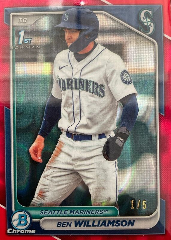 Ben Williamson 2024 Bowman #BCP-67 Chrome Prospects - Red Lava Refractor /5 (1st) SGC 9.5