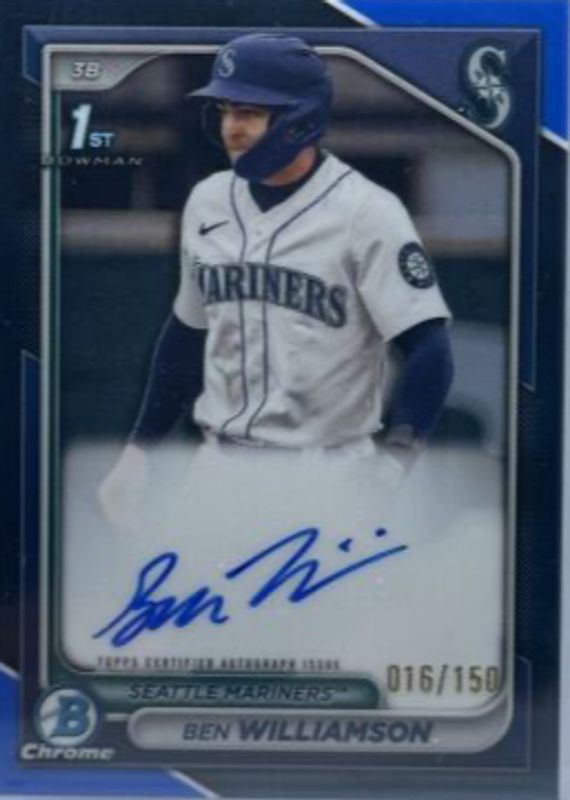 Ben Williamson 2024 Bowman #CPA-BWI Chrome Prospect Auto - Blue Lunar Crater Refractor /150 (1st) SGC 10