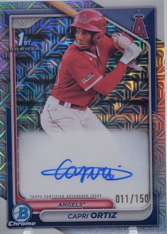 Capri Ortiz 2024 Bowman #CPA-CO Chrome Prospect Auto - HTA Choice Refractor /150 (1st) RAW