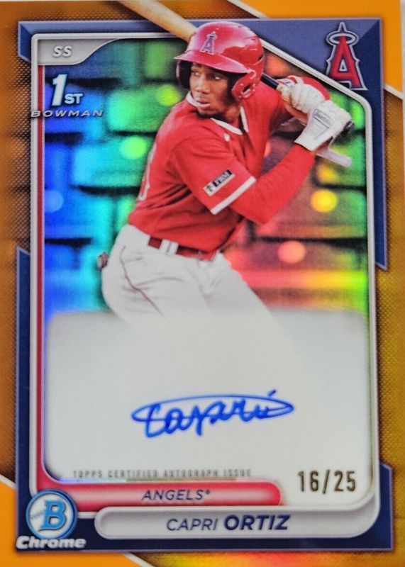 Capri Ortiz 2024 Bowman #CPA-CO Chrome Prospect Auto - Orange Refractor /25 (1st) RAW