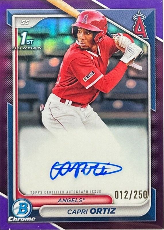 Capri Ortiz 2024 Bowman #CPA-CO Chrome Prospect Auto - Purple Refractor /250 (1st) RAW