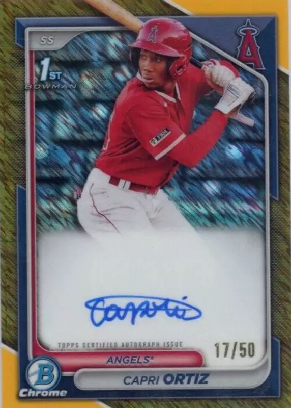 Capri Ortiz 2024 Bowman #CPA-CO Chrome Prospect Auto - Gold Shimmer Refractor /50 (1st) RAW