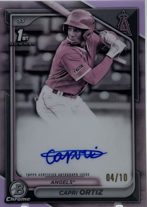 Capri Ortiz 2024 Bowman #CPA-CO Chrome Prospect Auto - Pearl Refractor /10 (1st) RAW
