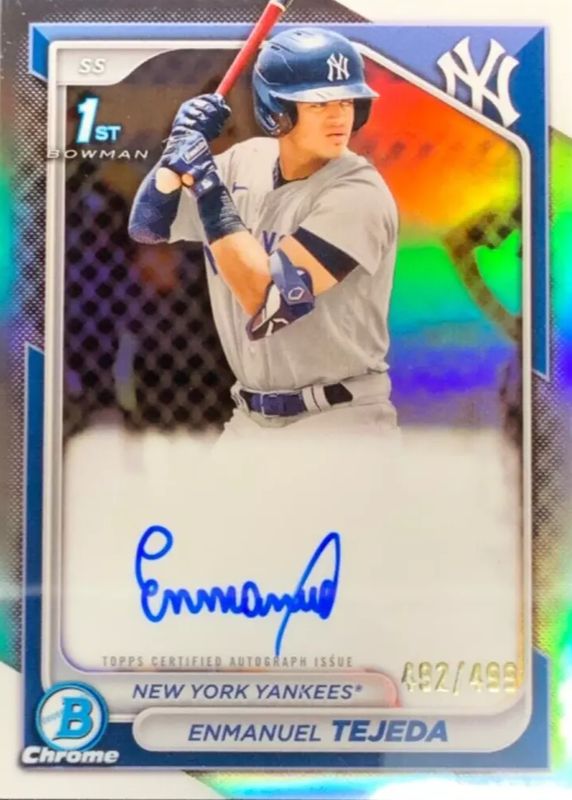 Enmanuel Tejeda 2024 Bowman #CPA-ETE Chrome Prospect Auto - Refractor /499 (1st) RAW