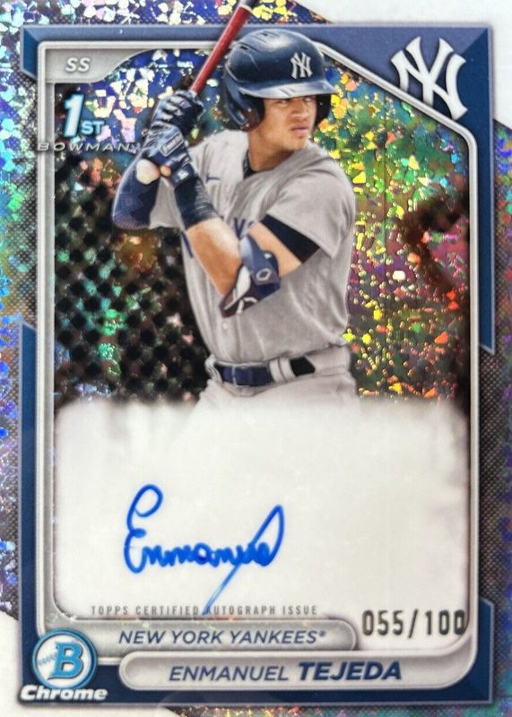 Enmanuel Tejeda 2024 Bowman #CPA-ETE Chrome Prospect Auto - Mini-Diamond Refractor /100 (1st) RAW