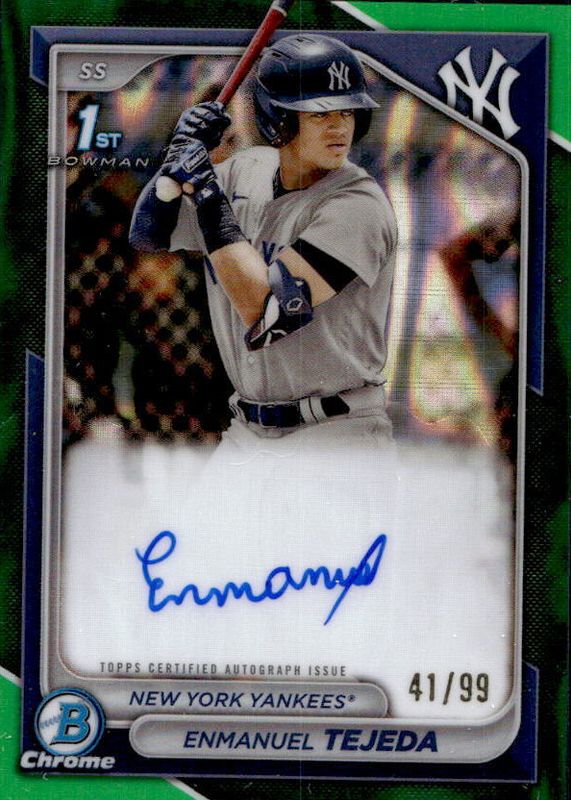Enmanuel Tejeda 2024 Bowman #CPA-ETE Chrome Prospect Auto - Green Lava Refractor /99 (1st) RAW