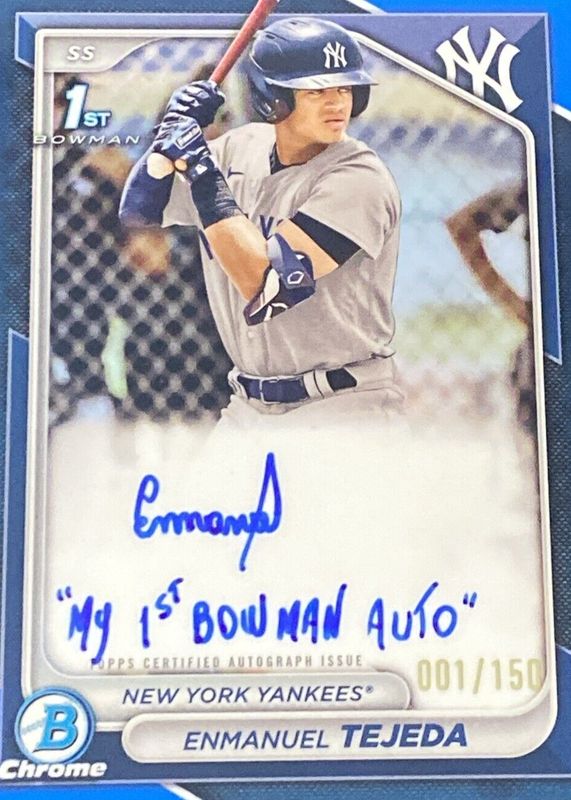 Enmanuel Tejeda 2024 Bowman #CPA-ETE Chrome Prospect Auto - Blue Refractor /150 (1st) RAW