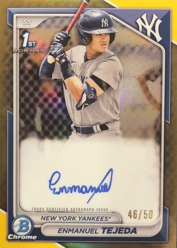 Enmanuel Tejeda 2024 Bowman #CPA-ETE Chrome Prospect Auto - Gold Refractor /50 (1st) RAW