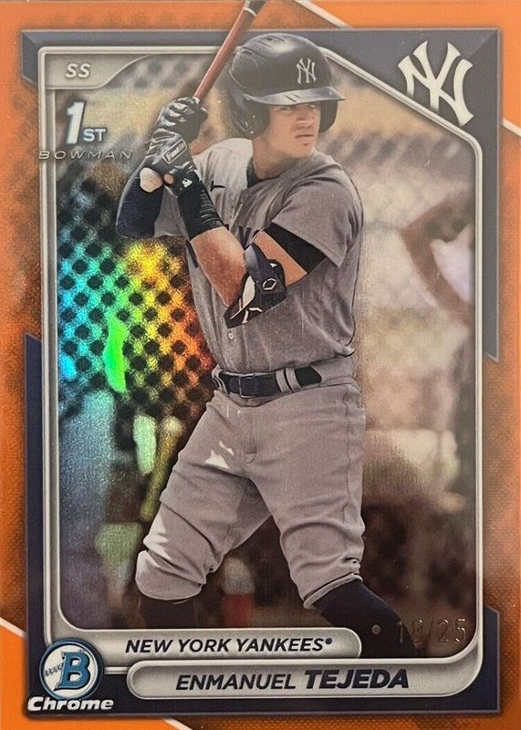Enmanuel Tejeda 2024 Bowman #BCP-103 Chrome Prospects - Orange Refractor /25 (1st) RAW