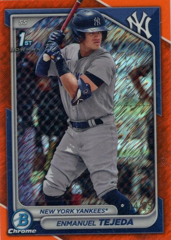 Enmanuel Tejeda 2024 Bowman #BCP-103 Chrome Prospects - Orange Shimmer Refractor /25 (1st) RAW