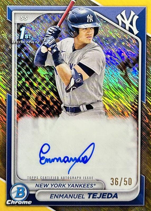 Enmanuel Tejeda 2024 Bowman #CPA-ETE Chrome Prospect Auto - Gold Shimmer Refractor /50 (1st) RAW