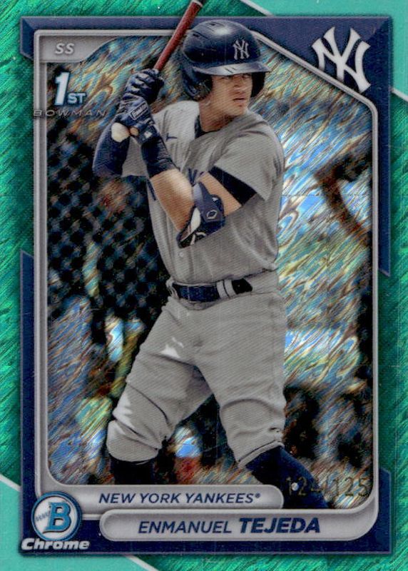 Enmanuel Tejeda 2024 Bowman #BCP-103 Chrome Prospects - Aqua Shimmer Refractor /125 (1st) RAW