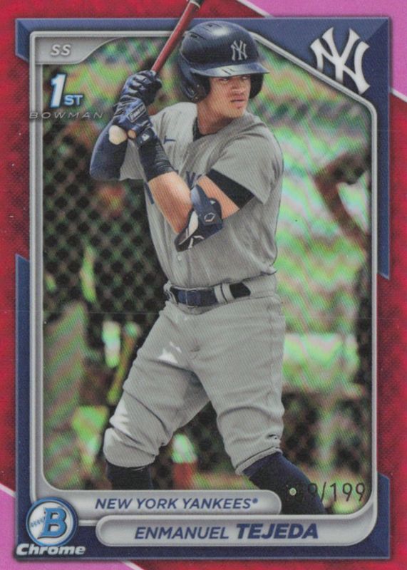 Enmanuel Tejeda 2024 Bowman #BCP-103 Chrome Prospects - Fuchsia Refractor /199 (1st) RAW