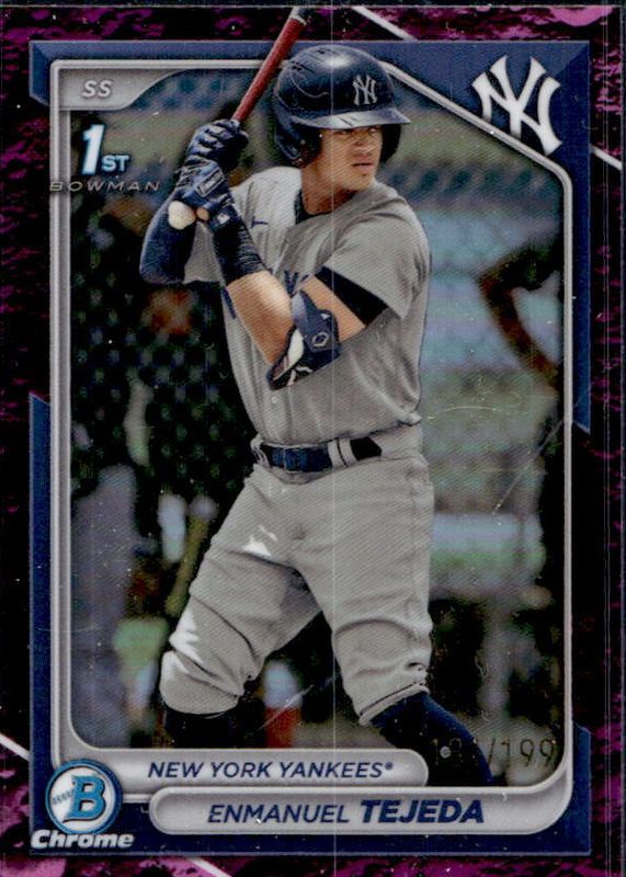 Enmanuel Tejeda 2024 Bowman #BCP-103 Chrome Prospects - Fuchsia Lunar Crater Refractor /199 (1st) RAW