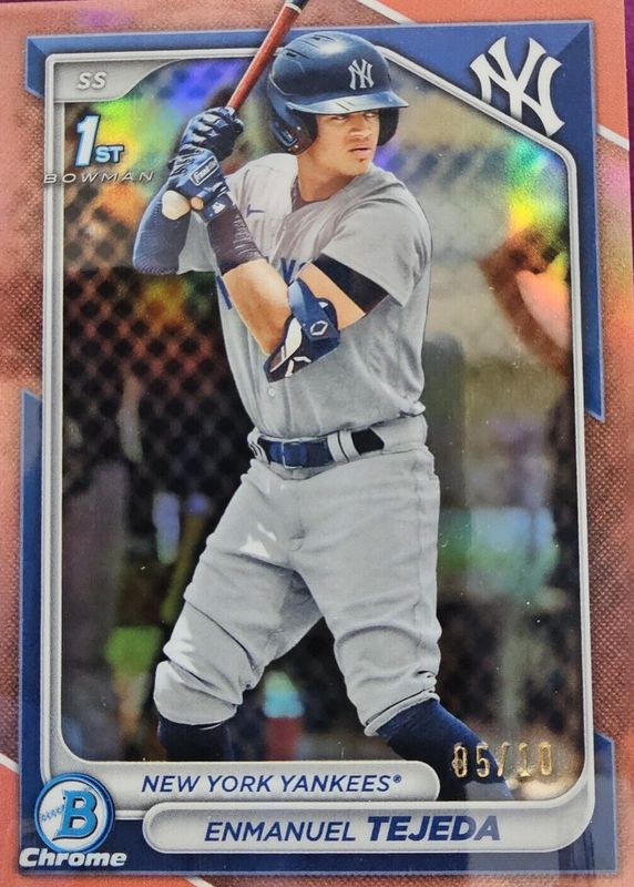 Enmanuel Tejeda 2024 Bowman #BCP-103 Chrome Prospects - Rose Gold Refractor /10 (1st) RAW