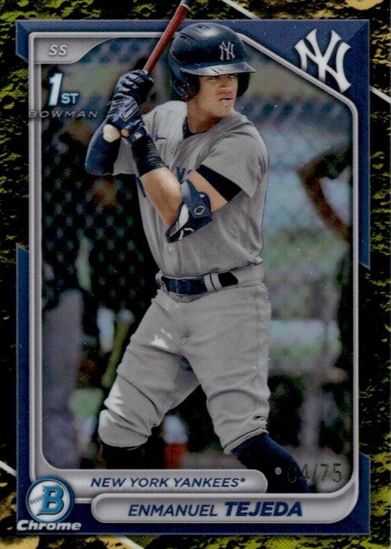 Enmanuel Tejeda 2024 Bowman #BCP-103 Chrome Prospects - Yellow Lunar Crater Refractor /75 (1st) RAW