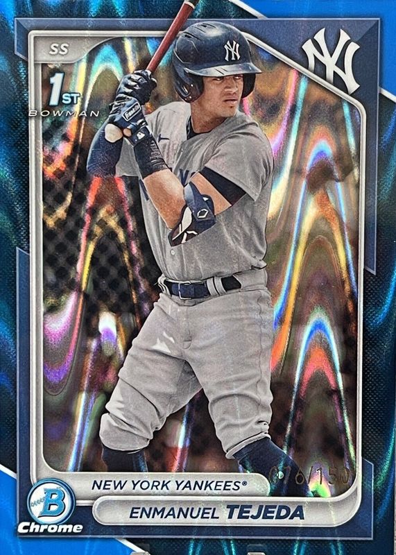 Enmanuel Tejeda 2024 Bowman #BCP-103 Chrome Prospects - Blue RayWave Refractor /150 (1st) RAW