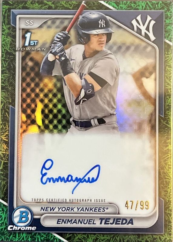 Enmanuel Tejeda 2024 Bowman #CPA-ETE Chrome Prospect Auto - Green Grass Refractor /99 (1st) RAW