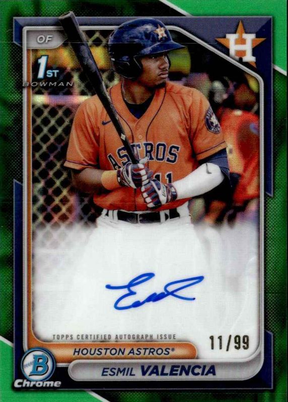 2024 Bowman #CPA-EVI Chrome Prospect Auto - Green Lava Refractor /99 (1st)