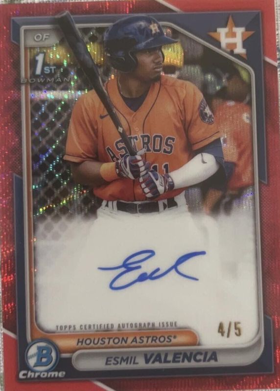 2024 Bowman #CPA-EVI Chrome Prospect Auto - Red Refractor /5 (1st)