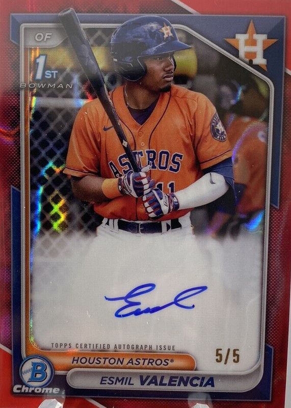 2024 Bowman #CPA-EVI Chrome Prospect Auto - Red Lava Refractor /5 (1st)