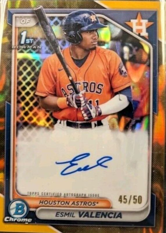 2024 Bowman #CPA-EVI Chrome Prospect Auto - Gold Lava Refractor /50 (1st)