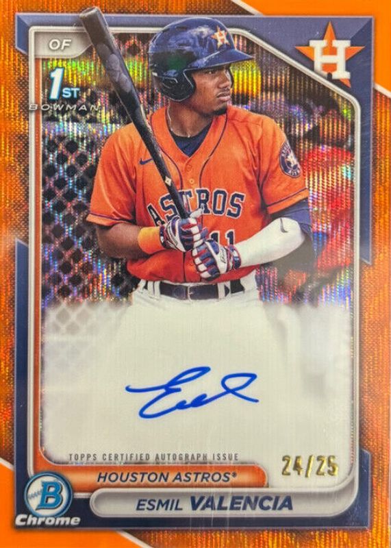 2024 Bowman #CPA-EVI Chrome Prospect Auto - Orange Wave Refractor /25 (1st)