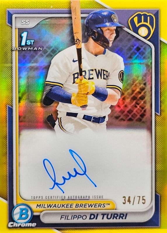 2024 Bowman #CPA-FDI Chrome Prospect Auto - Yellow Refractor /75 (1st)