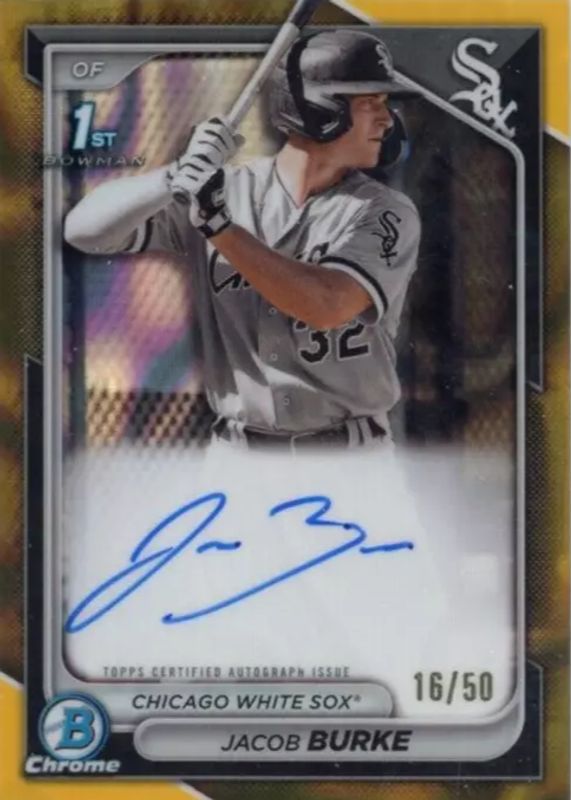 Jacob Burke 2024 Bowman #CPA-JB Chrome Prospect Auto - Gold Lava Refractor /50 (1st) RAW