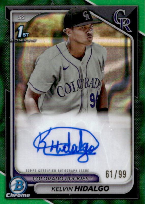 Kelvin Hidalgo 2024 Bowman #CPA-KHI Chrome Prospect Auto - Green Lava Refractor /99 (1st) RAW