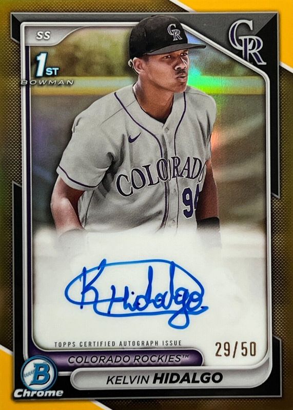 Kelvin Hidalgo 2024 Bowman #CPA-KHI Chrome Prospect Auto - Gold Refractor /50 (1st) RAW