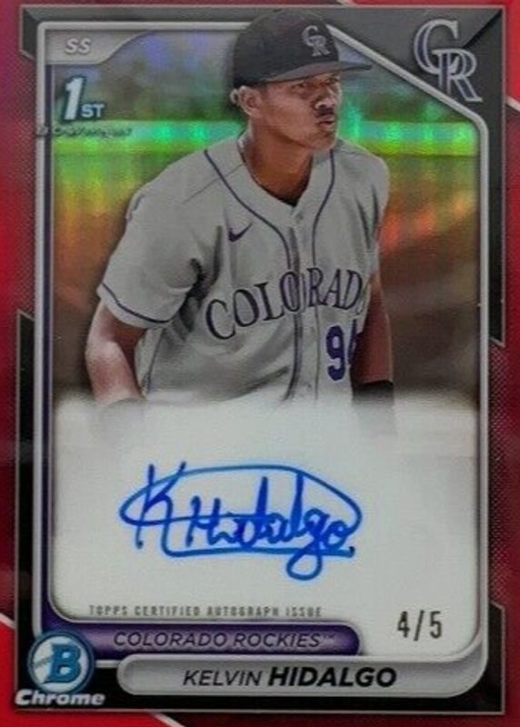Kelvin Hidalgo 2024 Bowman #CPA-KHI Chrome Prospect Auto - Red Refractor /5 (1st) RAW