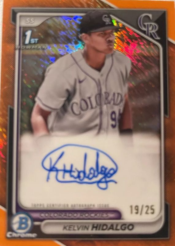 Kelvin Hidalgo 2024 Bowman #CPA-KHI Chrome Prospect Auto - Orange Shimmer Refractor /25 (1st) RAW