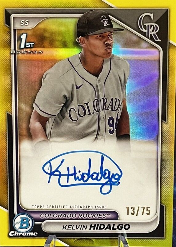 Kelvin Hidalgo 2024 Bowman #CPA-KHI Chrome Prospect Auto - Yellow Refractor /75 (1st) RAW